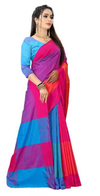 Colour Block Fashion Cotton Silk Saree Catalog
